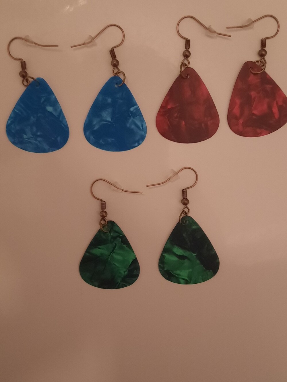 Colorful Teardrop Dangle Earrings - Blue, Red, Green